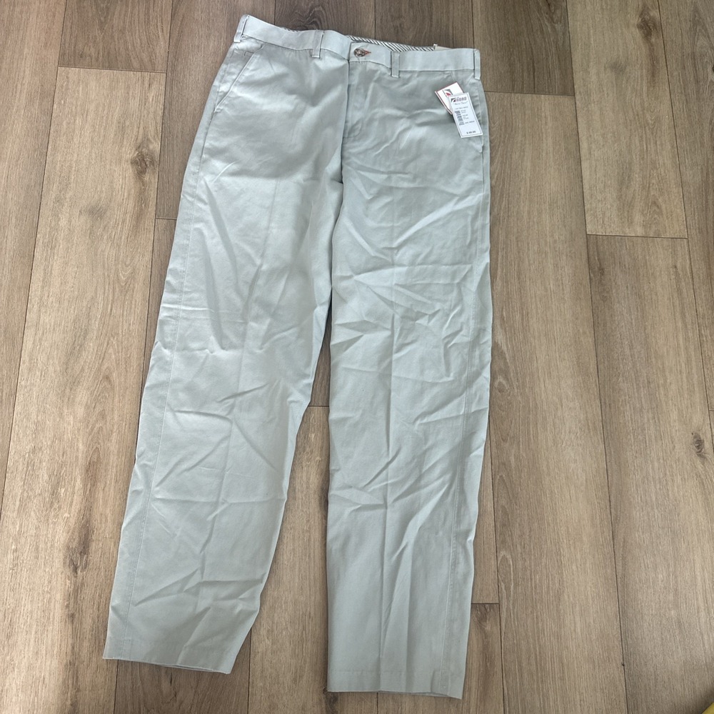 Road Men's Khaki‎ Beige Pants 36x34" Flat Front Preppy College NWT